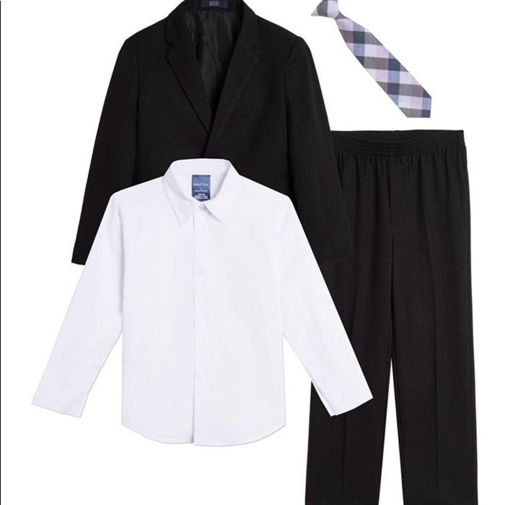 Little Boys Solid Texture Suit, 4 Piece Set size 4